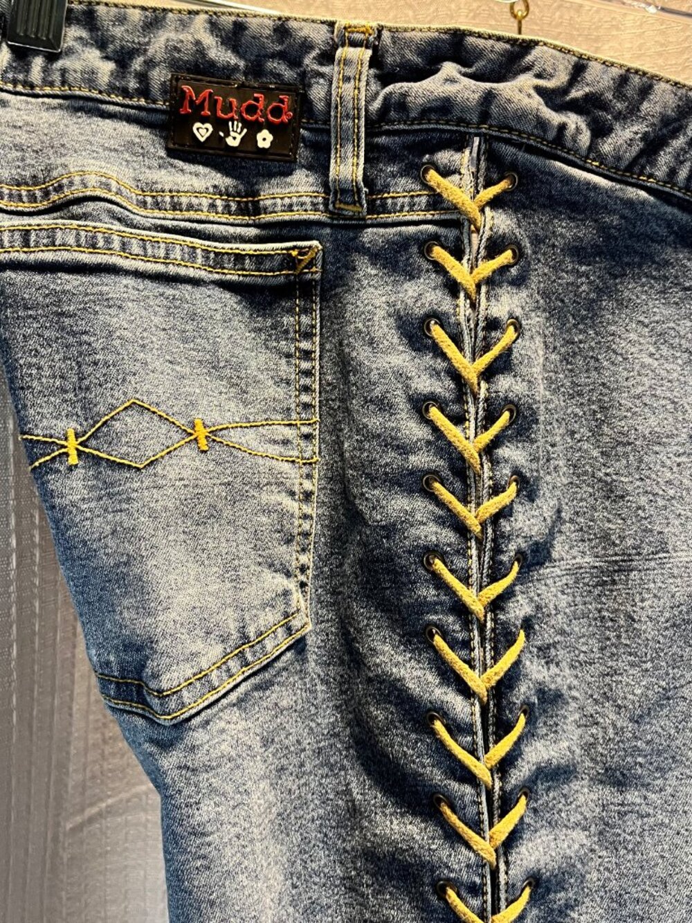 RARE Vintage Y2K Mudd Yo! Side Lace-Up Jeans size 9 - Picture 10 of 14